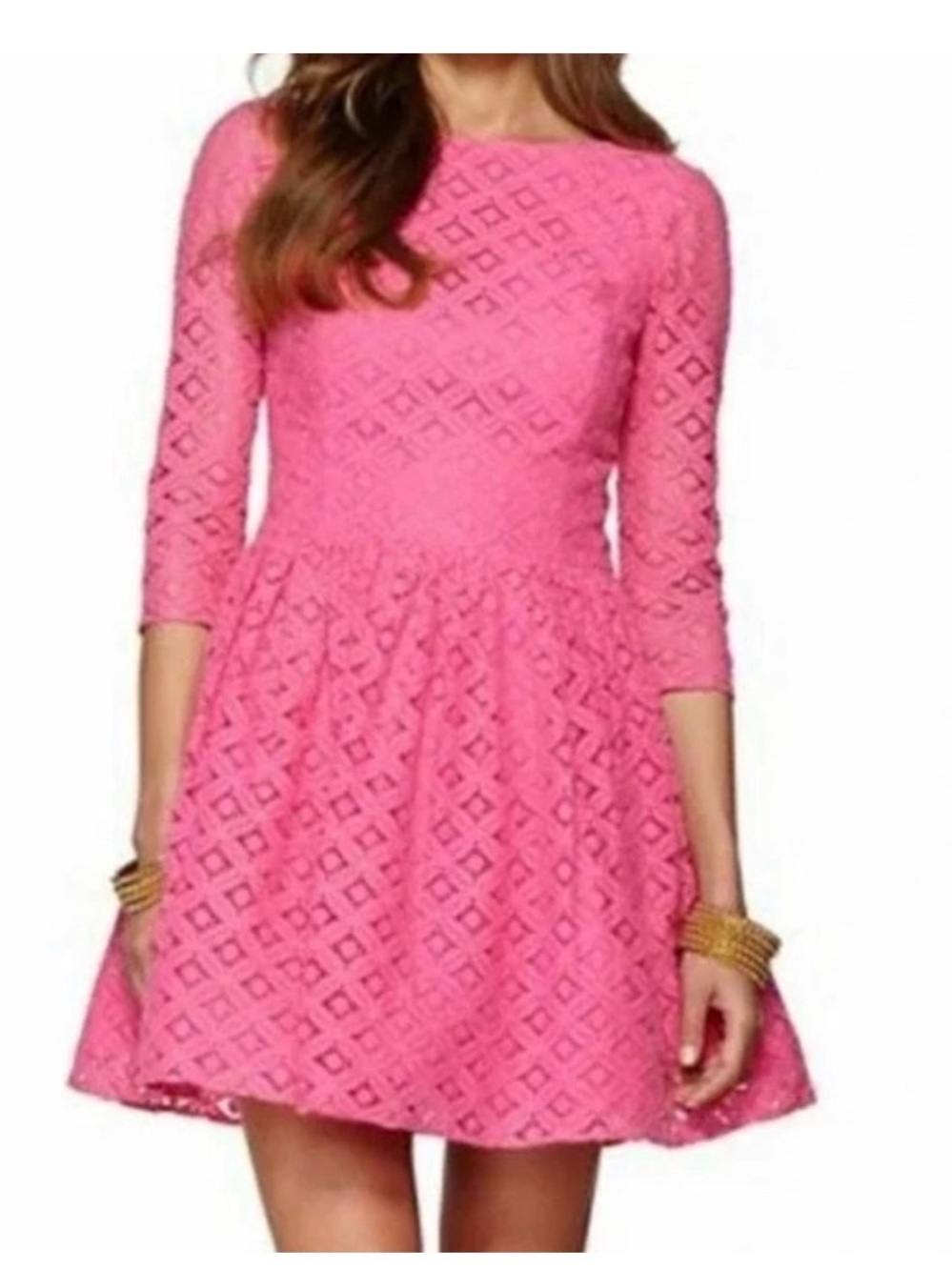 Lilly Pulitzer Hot Pink Lace Fit-and-Flare Mini Dress